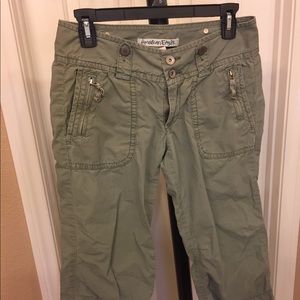 American Eagle Olive Cargo Capri Size 2